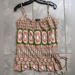 Bebe Vintage Mixed Print Boho Top
